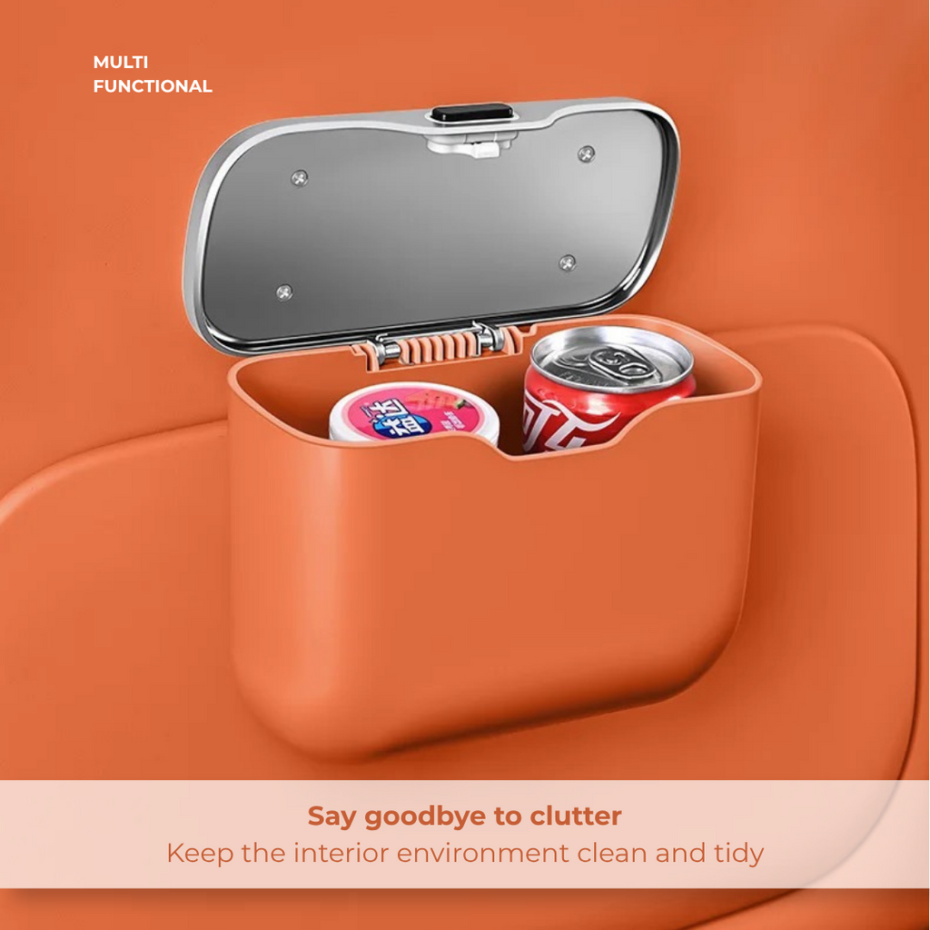 Car Trash Can with Lid – Hanging Storage Bin for Car Interior