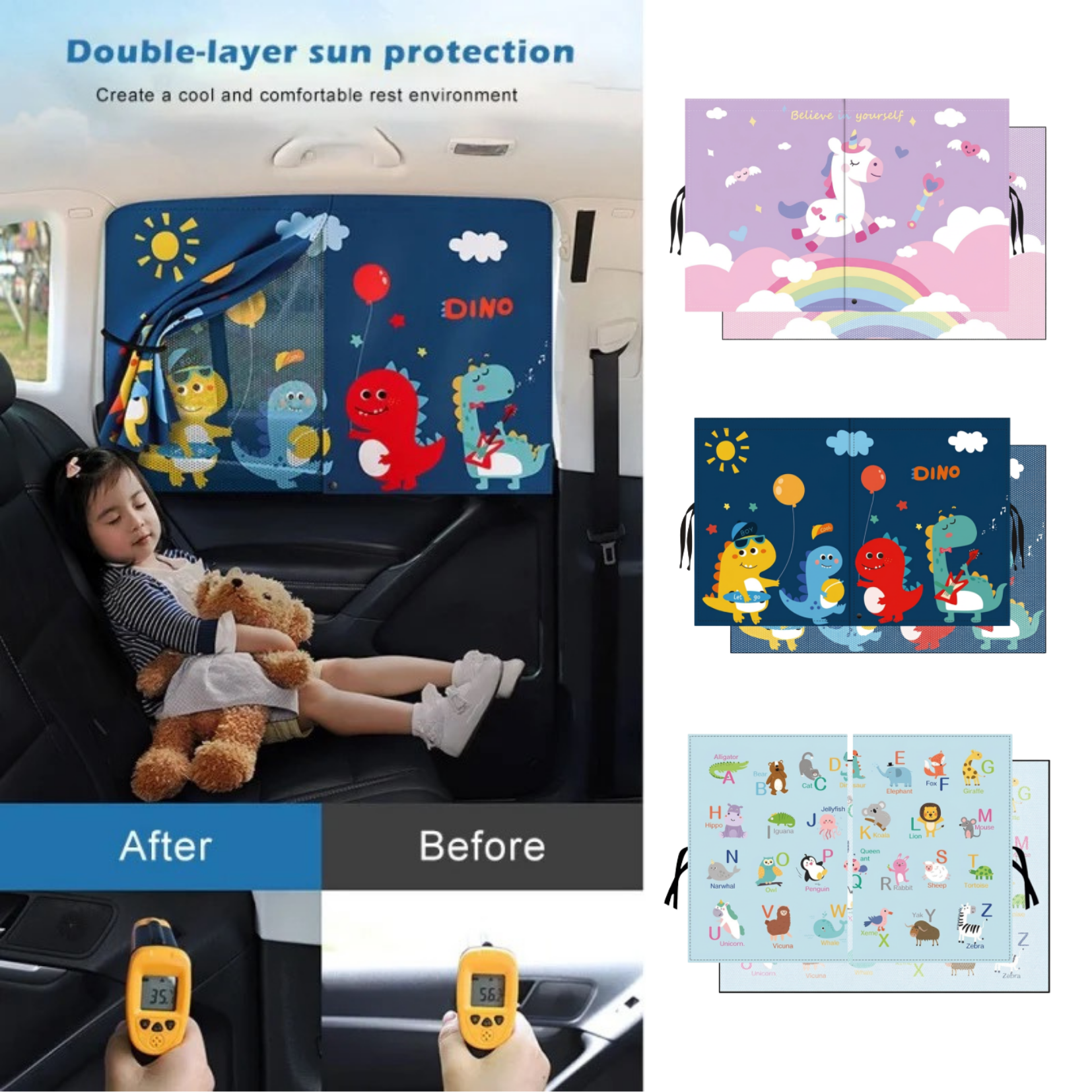 Magnetic Dual-Layer Car Window Sun Shades