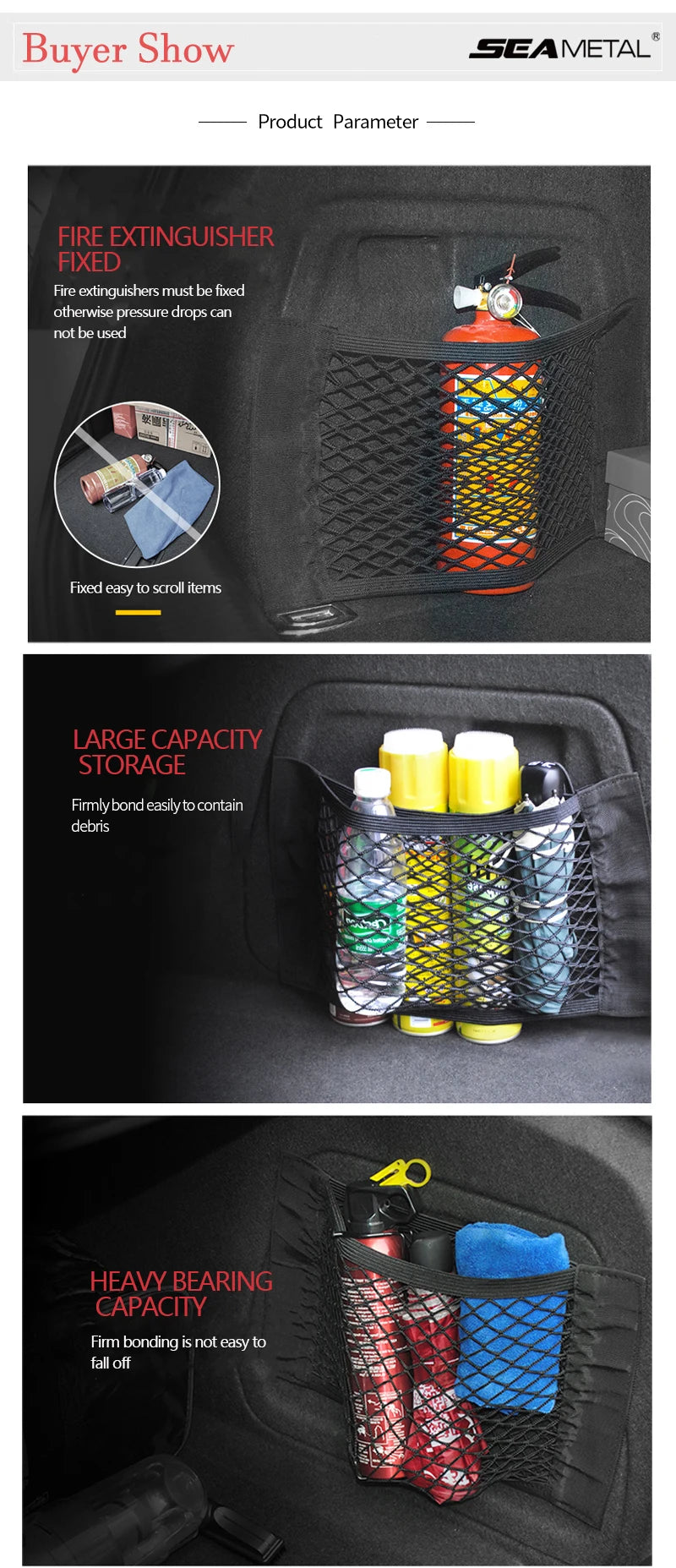 Car Trunk Mesh Storage Net – Universal Stick-On Organiser