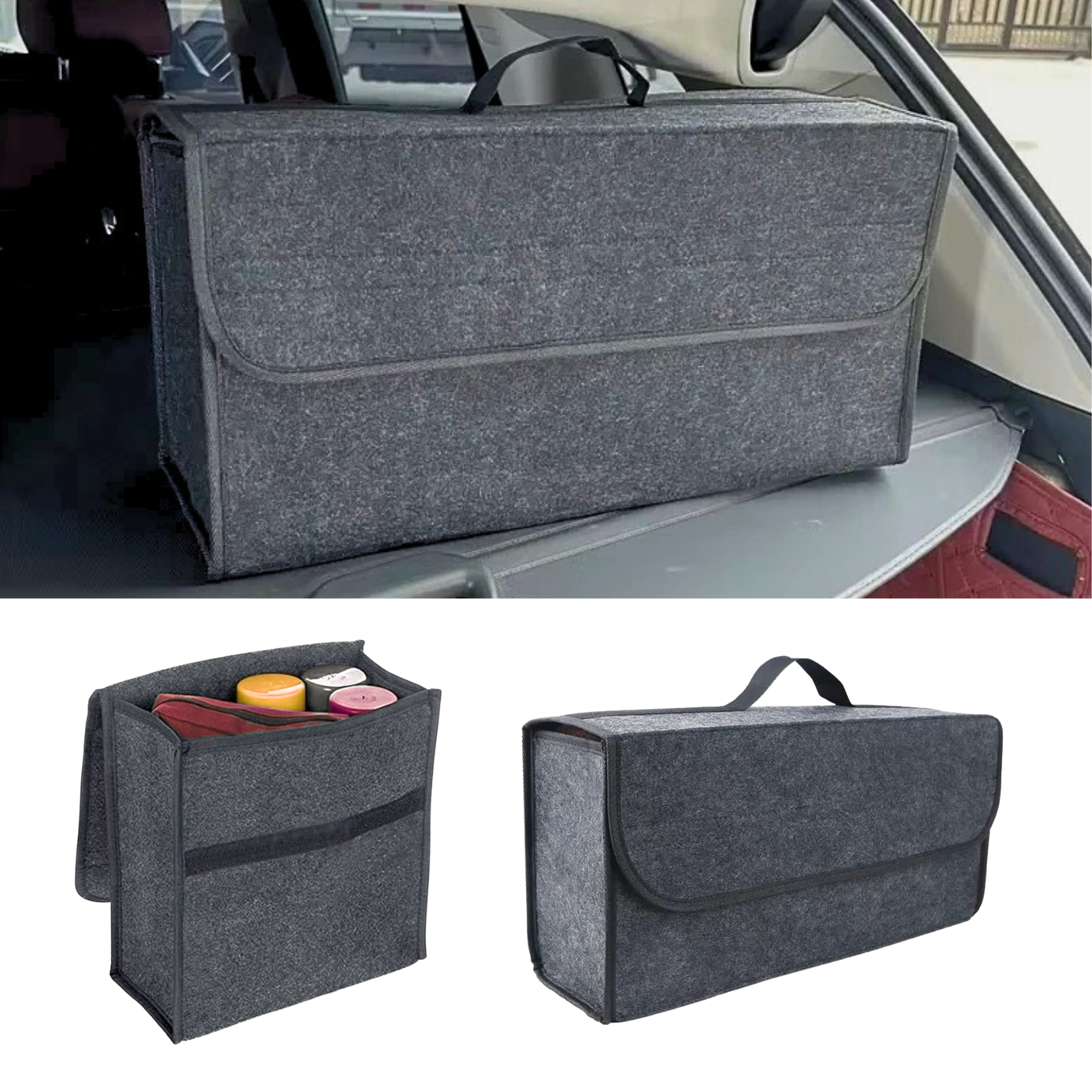 Felt Car Trunk Organizer – Large Anti-Slip Storage Box