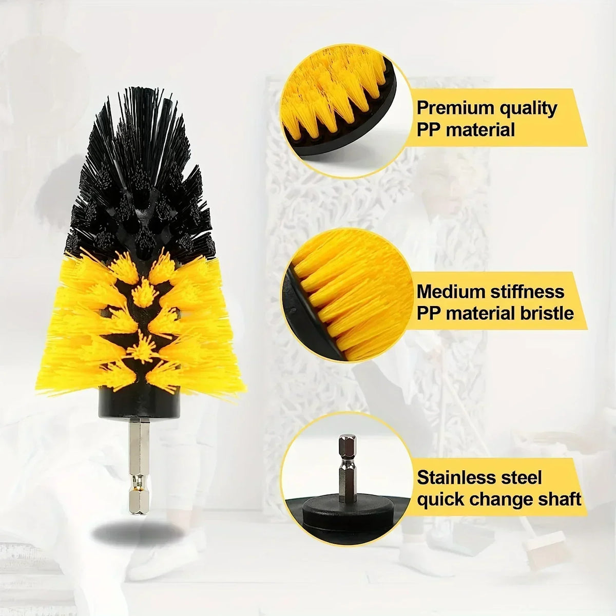 7-Piece Drill Brush Set – Power Scrubber Kit for Carpets, Mats & Upholstery