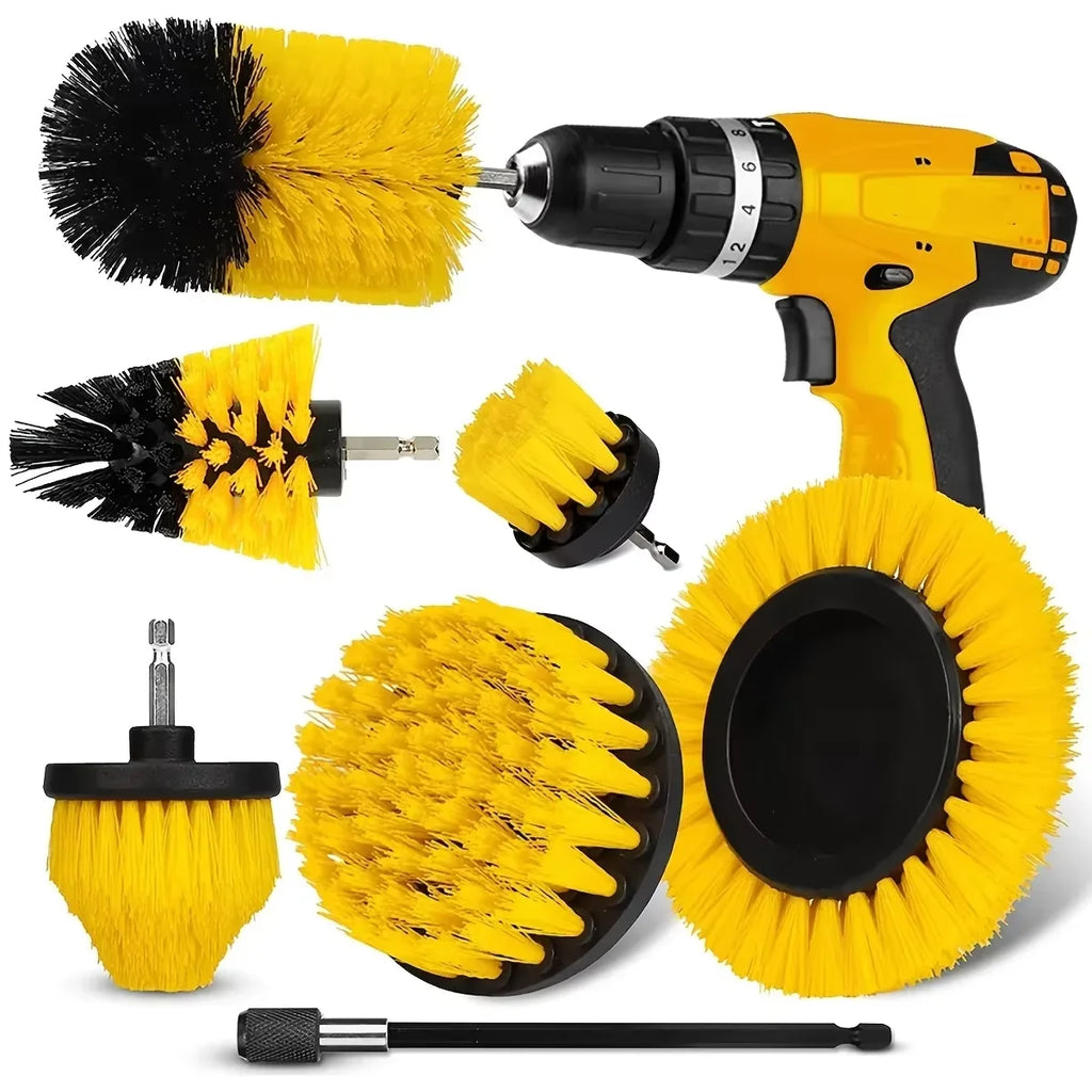 7-Piece Drill Brush Set – Power Scrubber Kit for Carpets, Mats & Upholstery