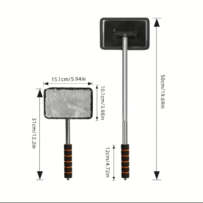 Telescopic Windscreen Cleaning Tool – Inside Glass Cleaner with 4 Microfiber Pads
