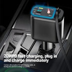 120W Super Fast Car Charger – Retractable Cable & Starlight LED