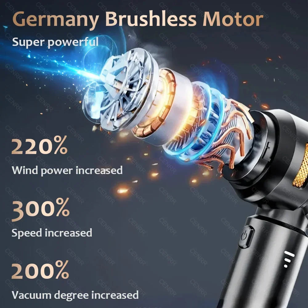 Cordless Car Vacuum – Brushless Handheld Vacuum with HEPA Filter & Attachments