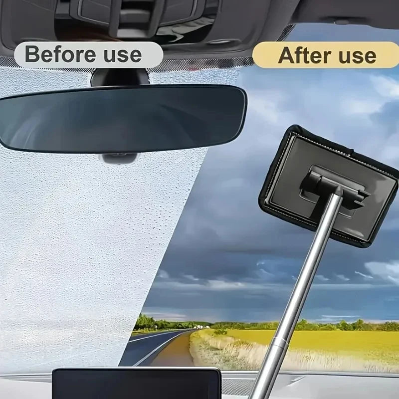 Telescopic Windscreen Cleaning Tool – Inside Glass Cleaner with 4 Microfiber Pads