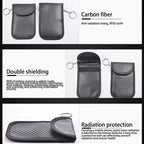 Faraday key fob pouch blocking a keyless car key signal