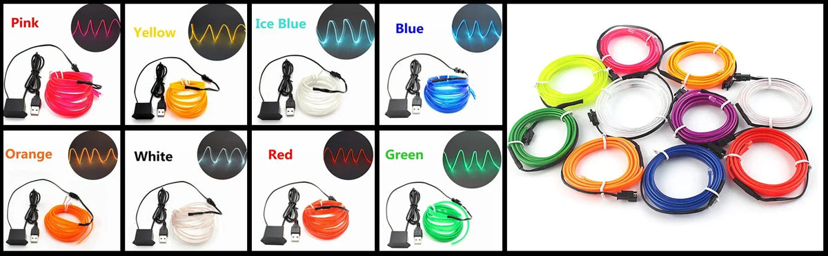 5M EL Neon Interior Strip – USB Ambient Light Wire