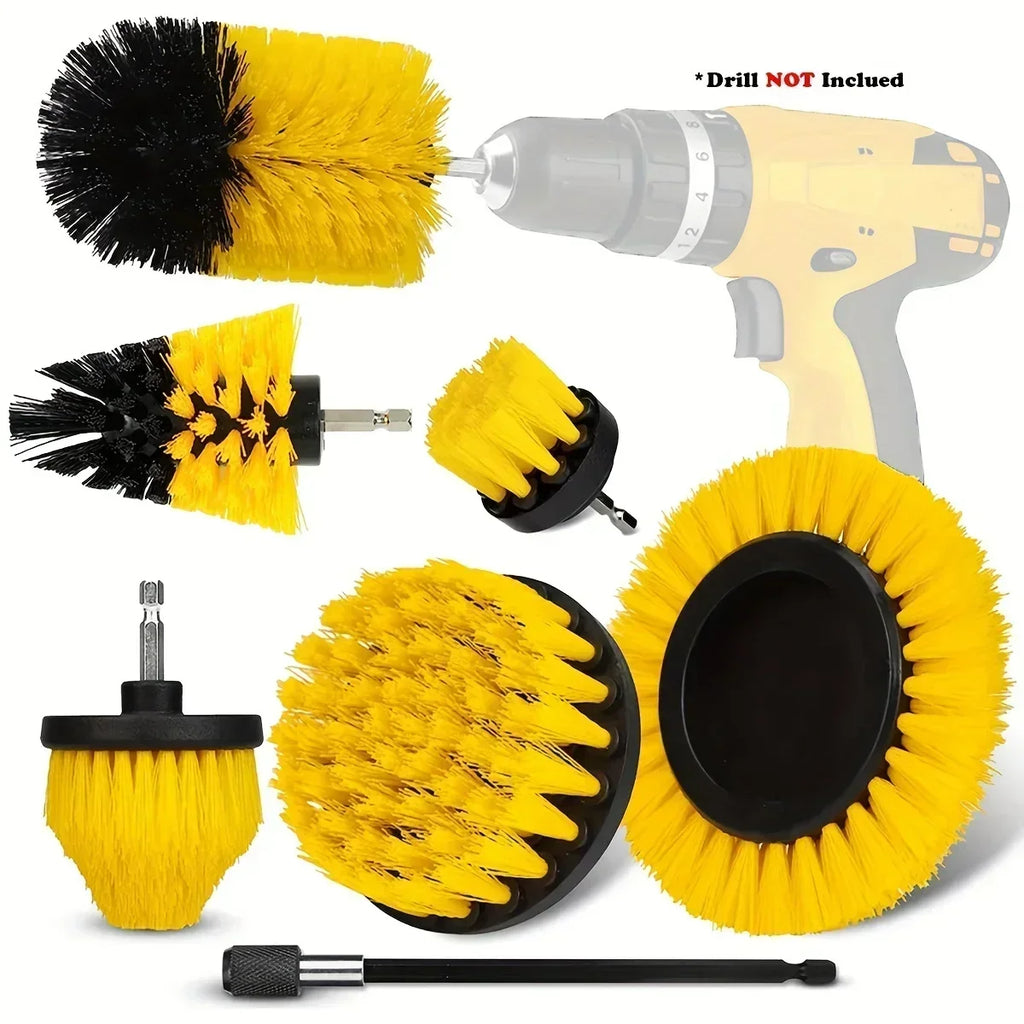 7-Piece Drill Brush Set – Power Scrubber Kit for Carpets, Mats & Upholstery