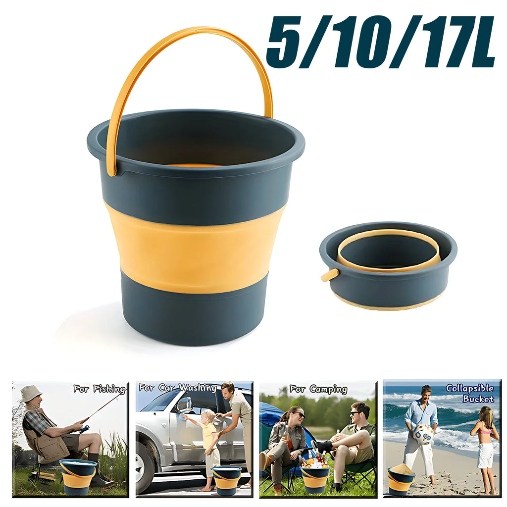 Collapsible Car Wash Bucket – Thick Silicone, 5L / 10L / 17L