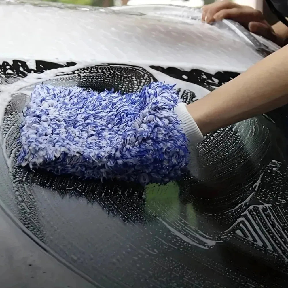 Plush Microfiber Car Wash Mitt – Thick Chenille Wash Glove