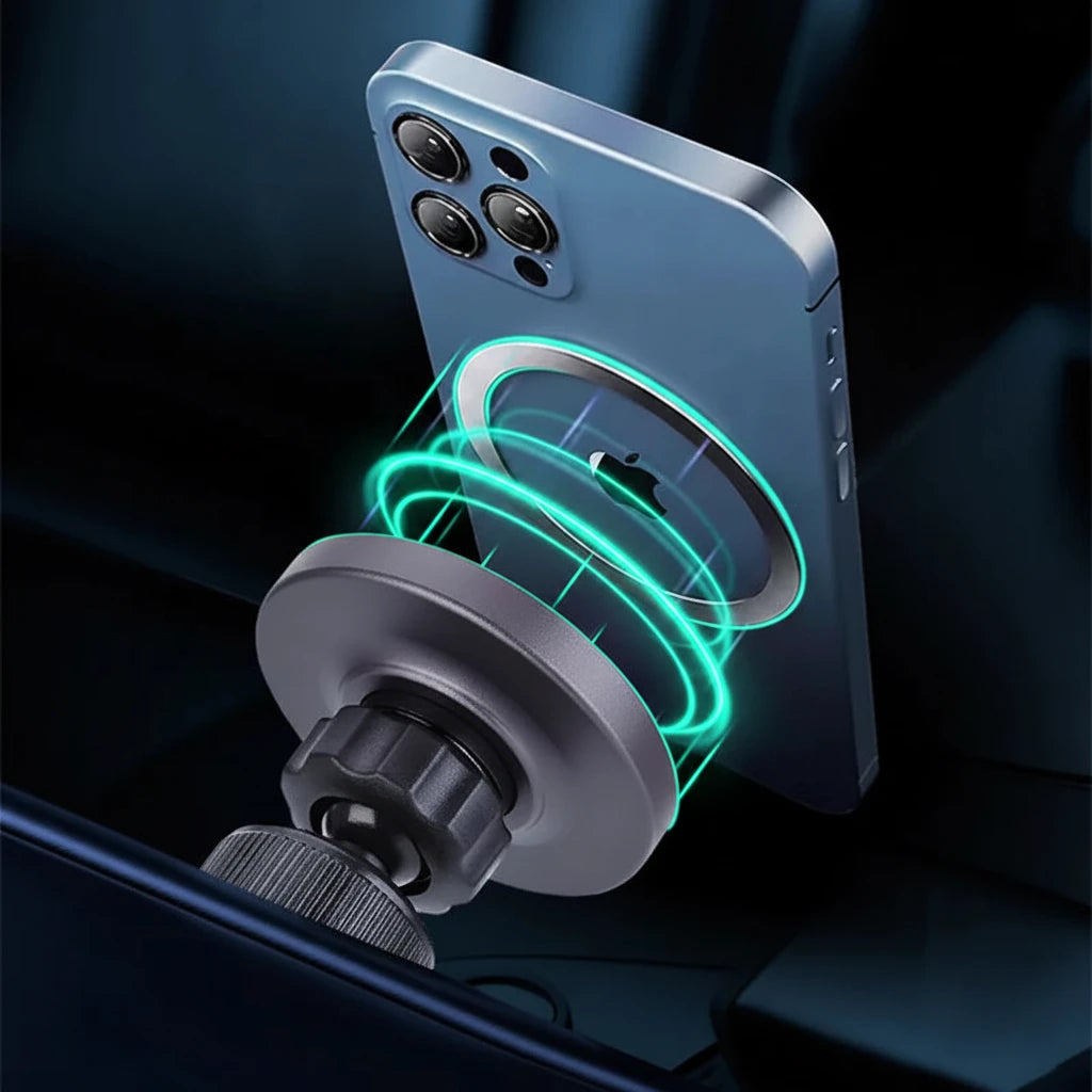 15W Magnetic Car Charger – MagSafe Dashboard Mount with LED