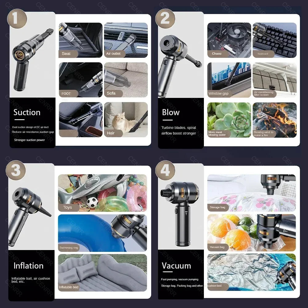 Cordless Car Vacuum – Brushless Handheld Vacuum with HEPA Filter & Attachments