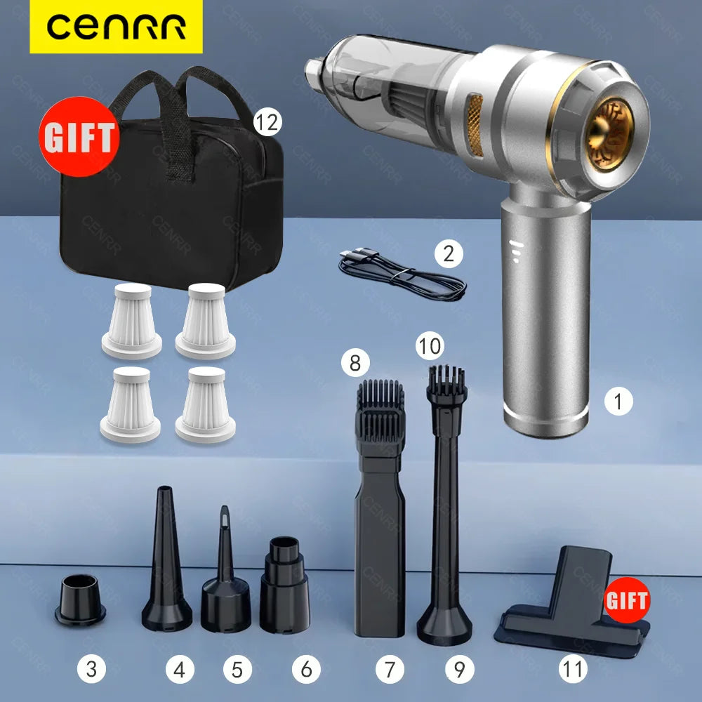 Cordless Car Vacuum – Brushless Handheld Vacuum with HEPA Filter & Attachments