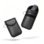 Black Faraday key fob pouch with key ring for keyless car keys