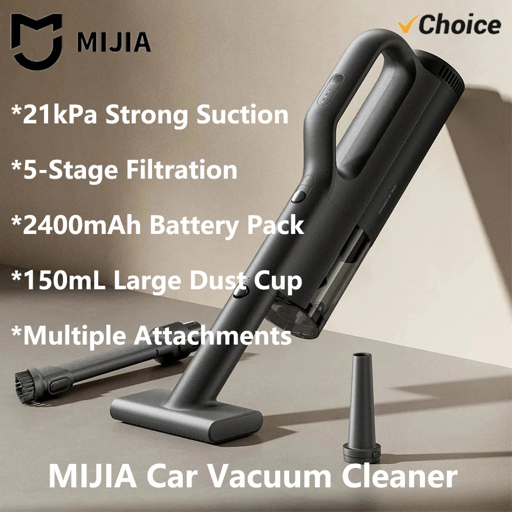 Xiaomi MIJIA Car Vacuum Cleaner – 21 kPa Cordless Handheld with 5-Stage Filtration