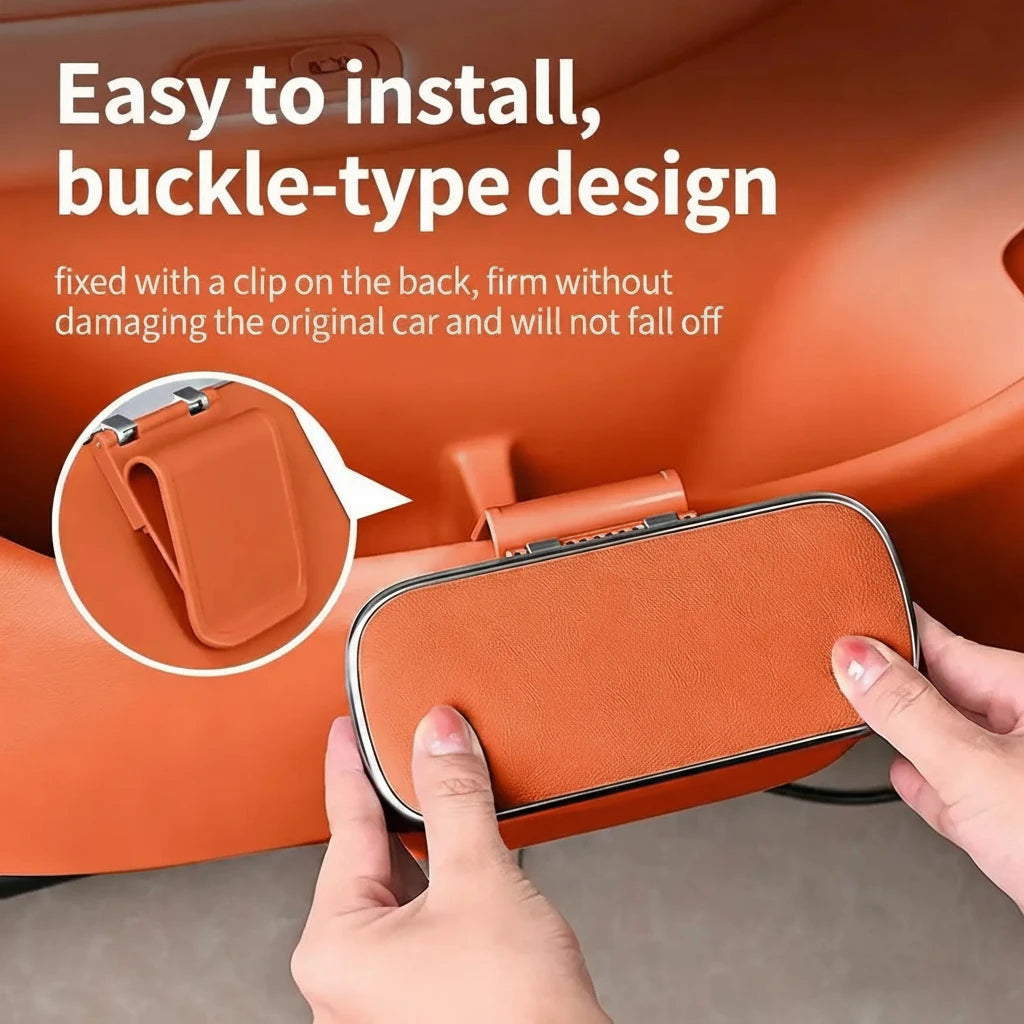 Car Trash Can with Lid – Hanging Storage Bin for Car Interior