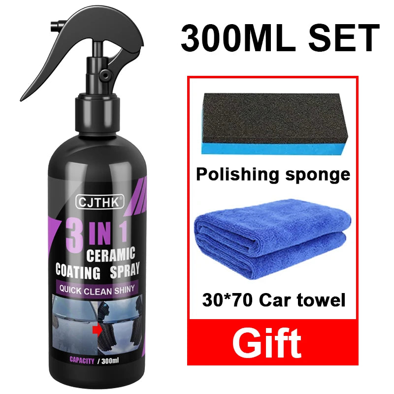 3-in-1 Ceramic Coating Spray – Hydrophobic Gloss & Paint Protection