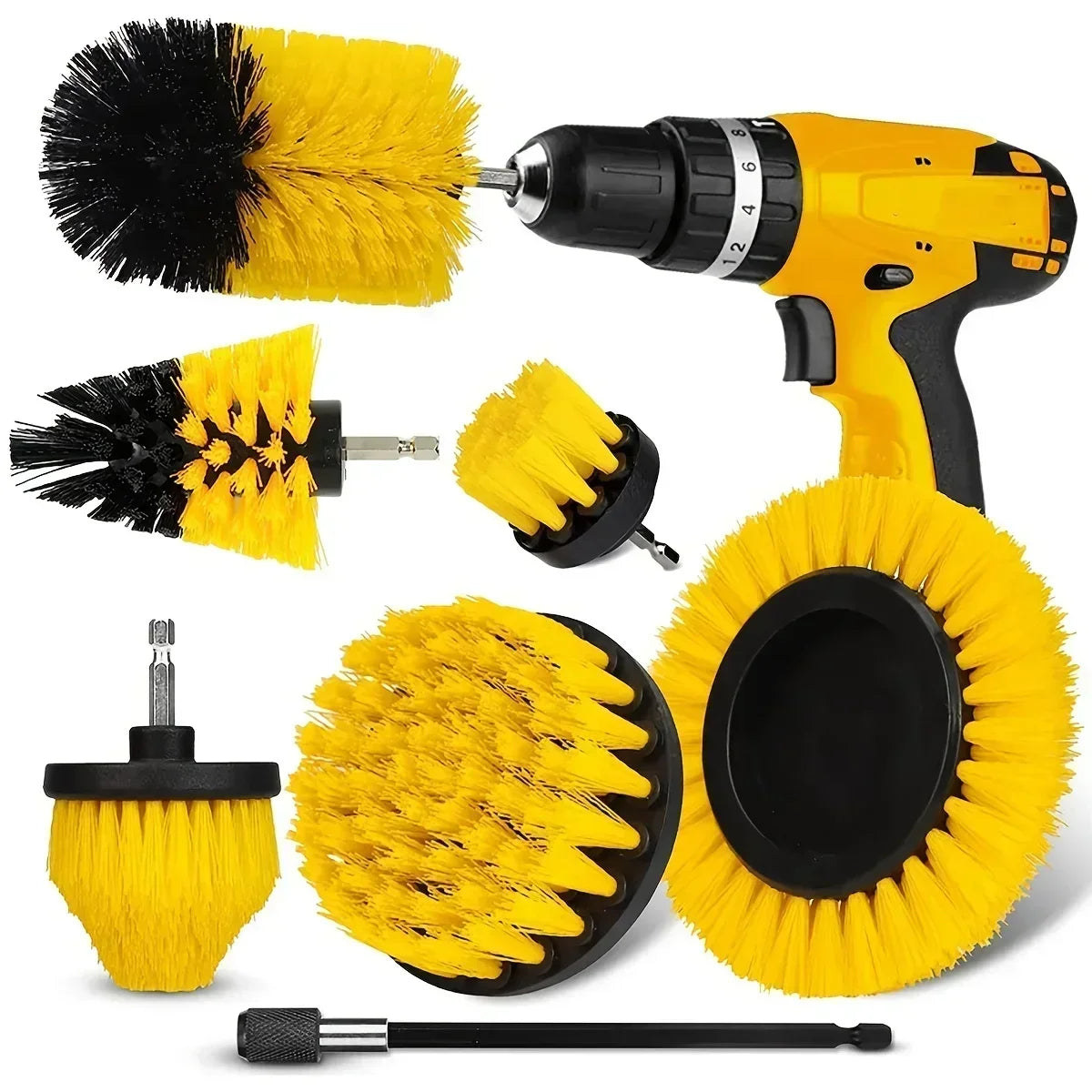 7-Piece Drill Brush Set – Power Scrubber Kit for Carpets, Mats & Upholstery