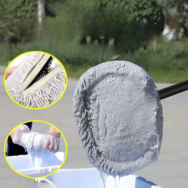Telescopic Car Wash Mop – Soft Chenille Head with Extendable Handle