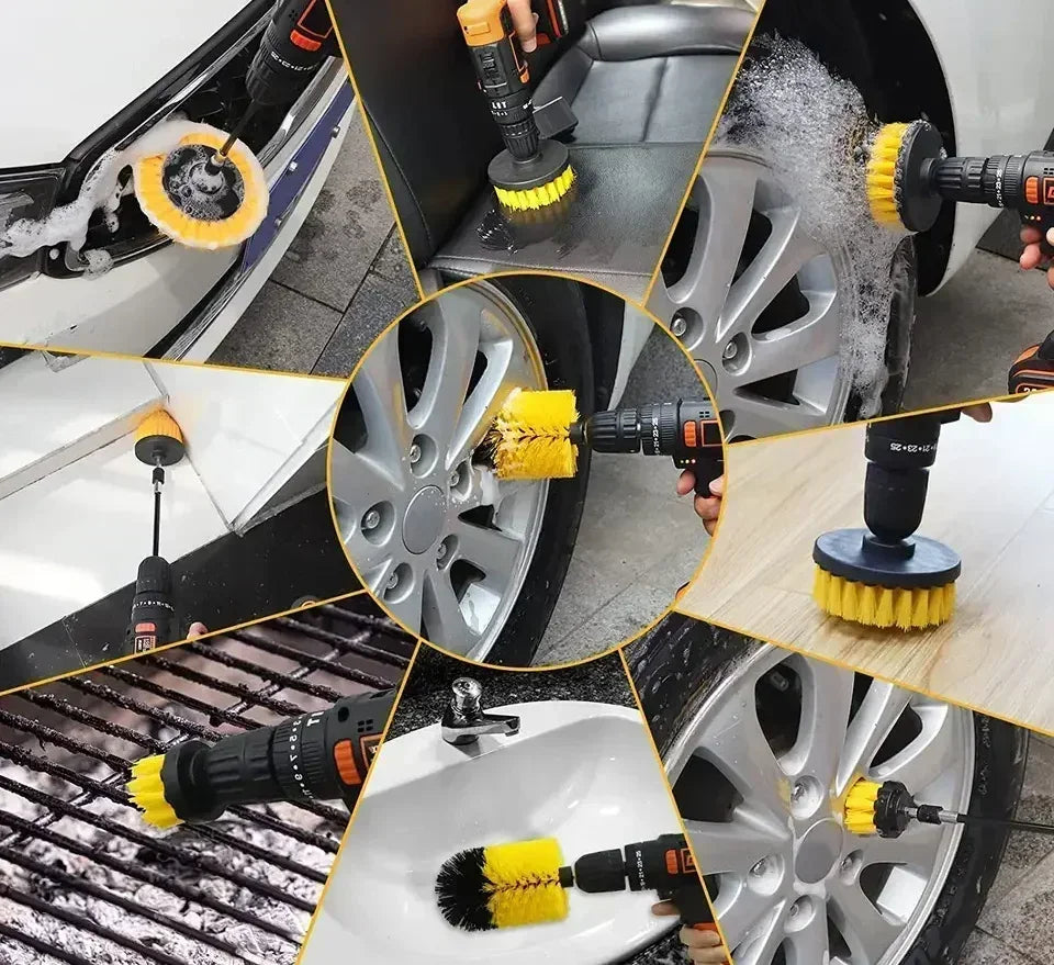 7-Piece Drill Brush Set – Power Scrubber Kit for Carpets, Mats & Upholstery