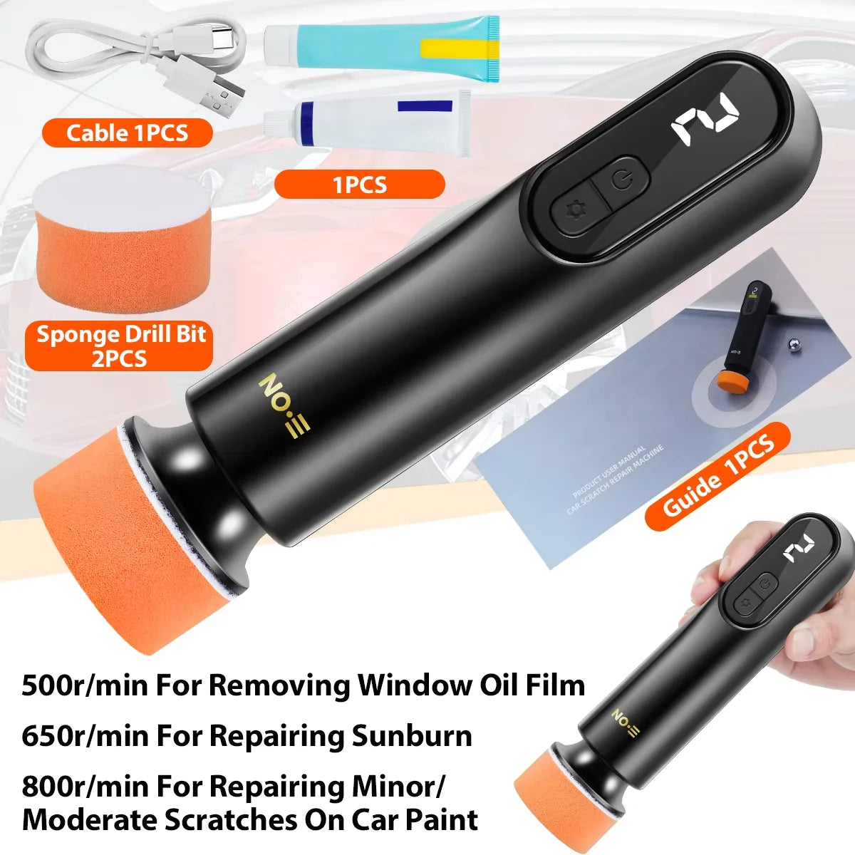 Cordless Car Polisher – 3-in-1 Wireless Polishing, Waxing & Sanding Machine