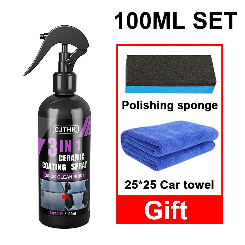 3-in-1 Ceramic Coating Spray – Hydrophobic Gloss & Paint Protection