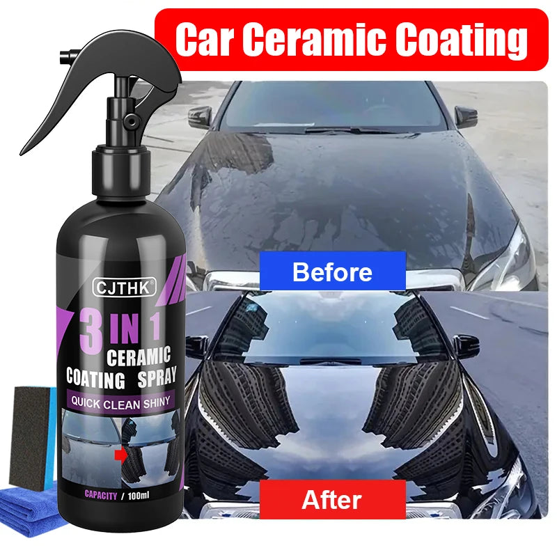 3-in-1 Ceramic Coating Spray – Hydrophobic Gloss & Paint Protection