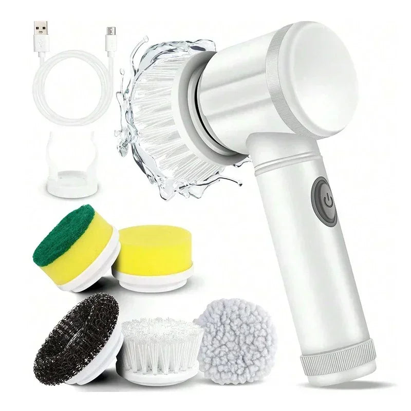 Cordless Spin Scrubber – Rechargeable Cleaning Brush with 5 Heads