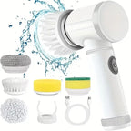 Cordless Spin Scrubber – Rechargeable Cleaning Brush with 5 Heads