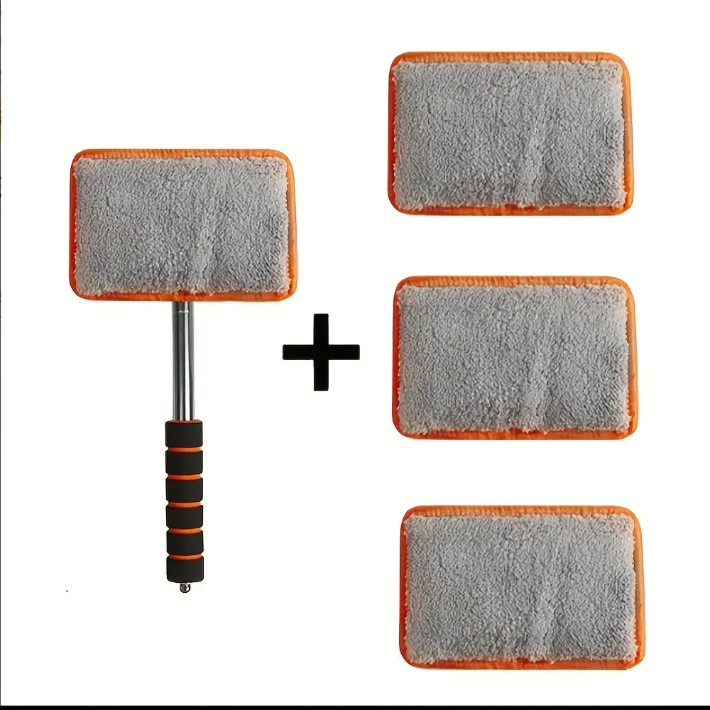 Telescopic Windscreen Cleaning Tool – Inside Glass Cleaner with 4 Microfiber Pads