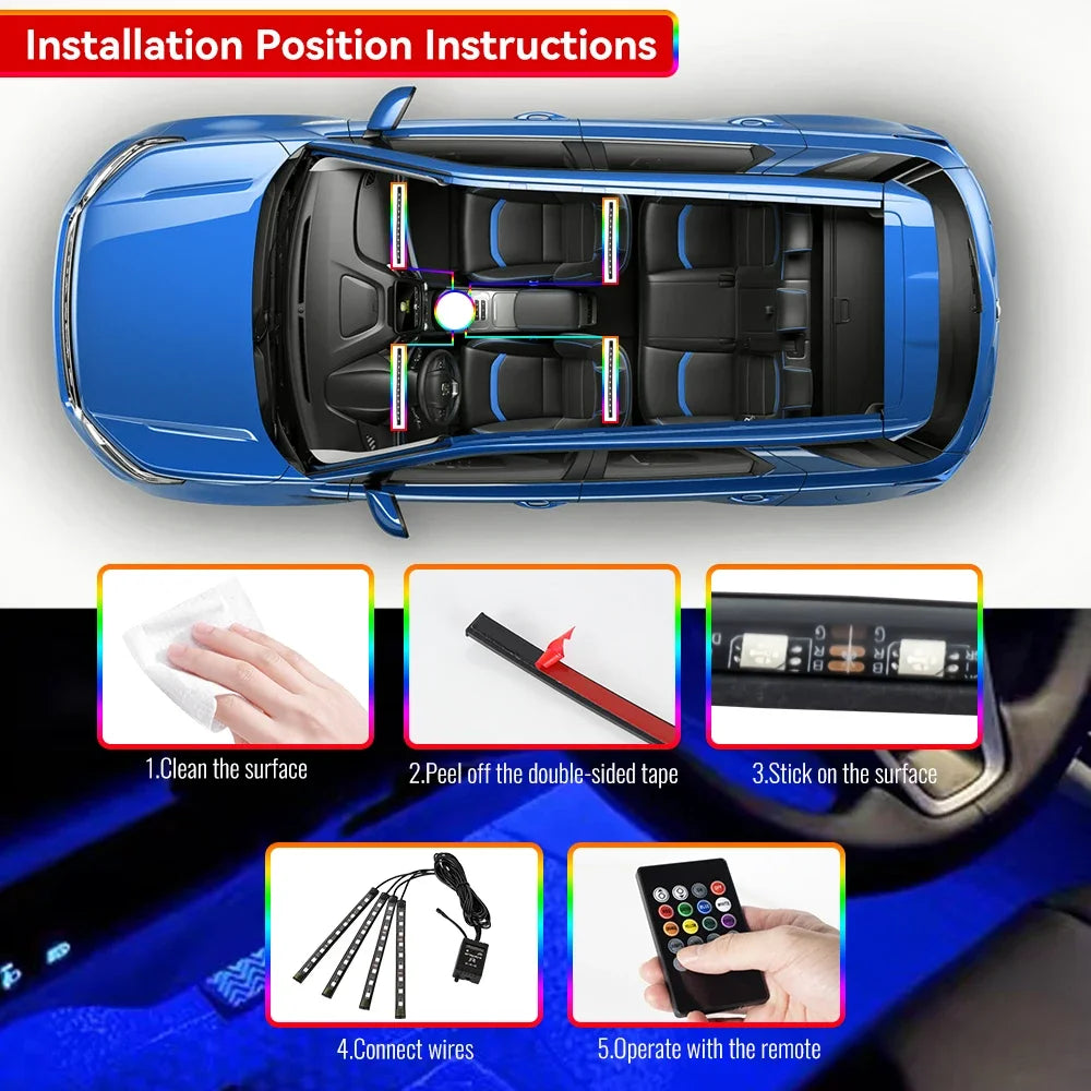RGB LED Footwell Lights – Music-Sync Ambient Kit
