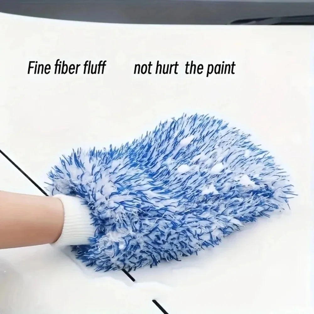 Plush Microfiber Car Wash Mitt – Thick Chenille Wash Glove