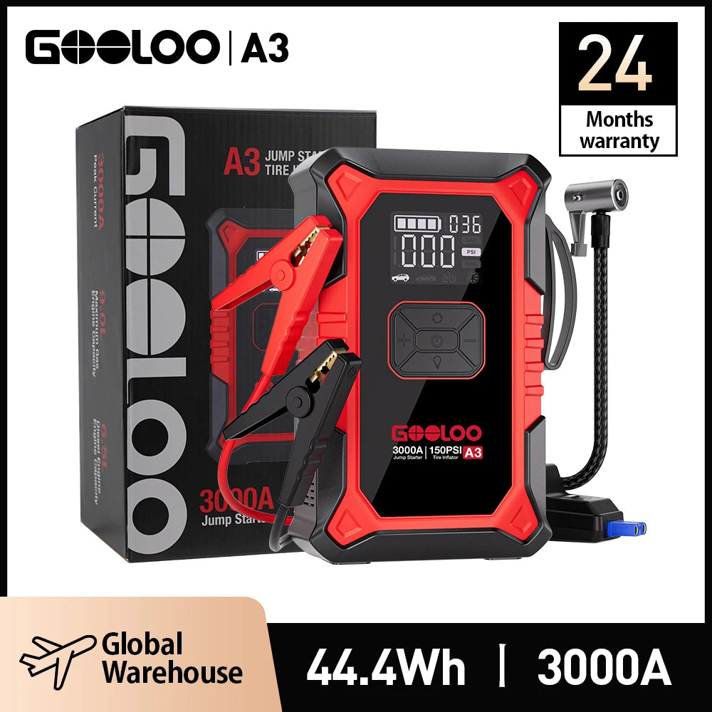 GOOLOO A3 Portable Jump Starter & Air Compressor 3000A
