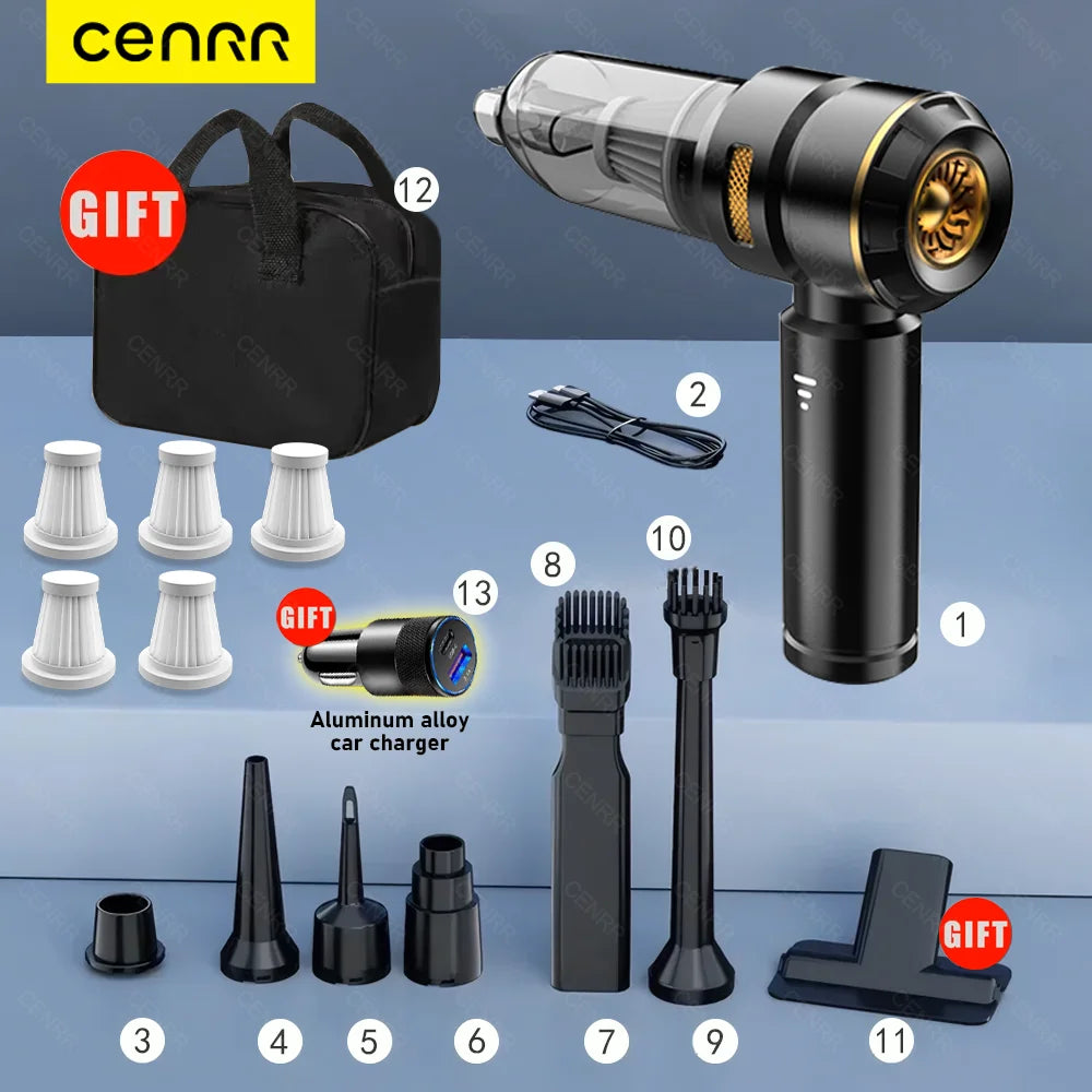 Cordless Car Vacuum – Brushless Handheld Vacuum with HEPA Filter & Attachments