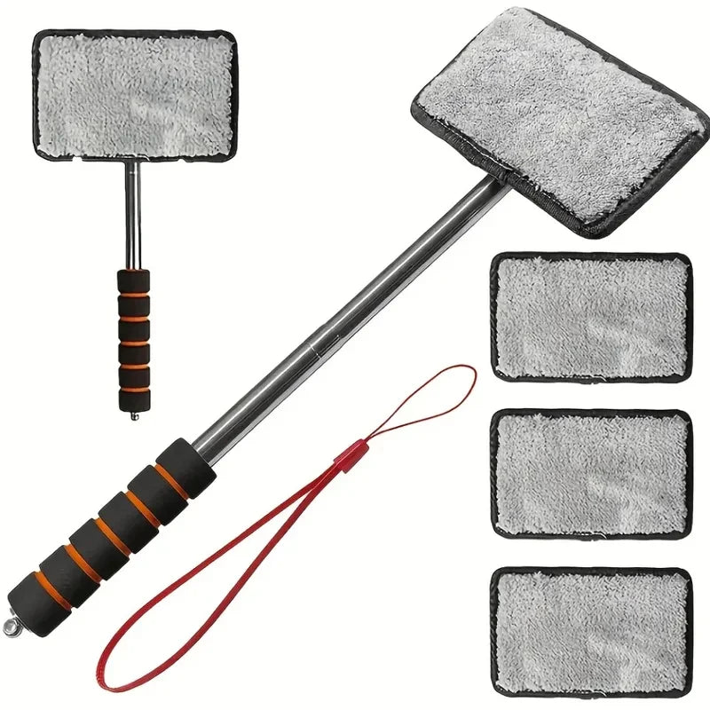 Telescopic Windscreen Cleaning Tool – Inside Glass Cleaner with 4 Microfiber Pads