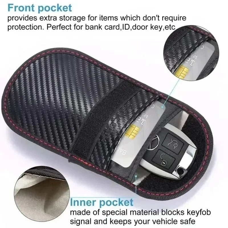 Car key inside the RFID signal blocking pouch