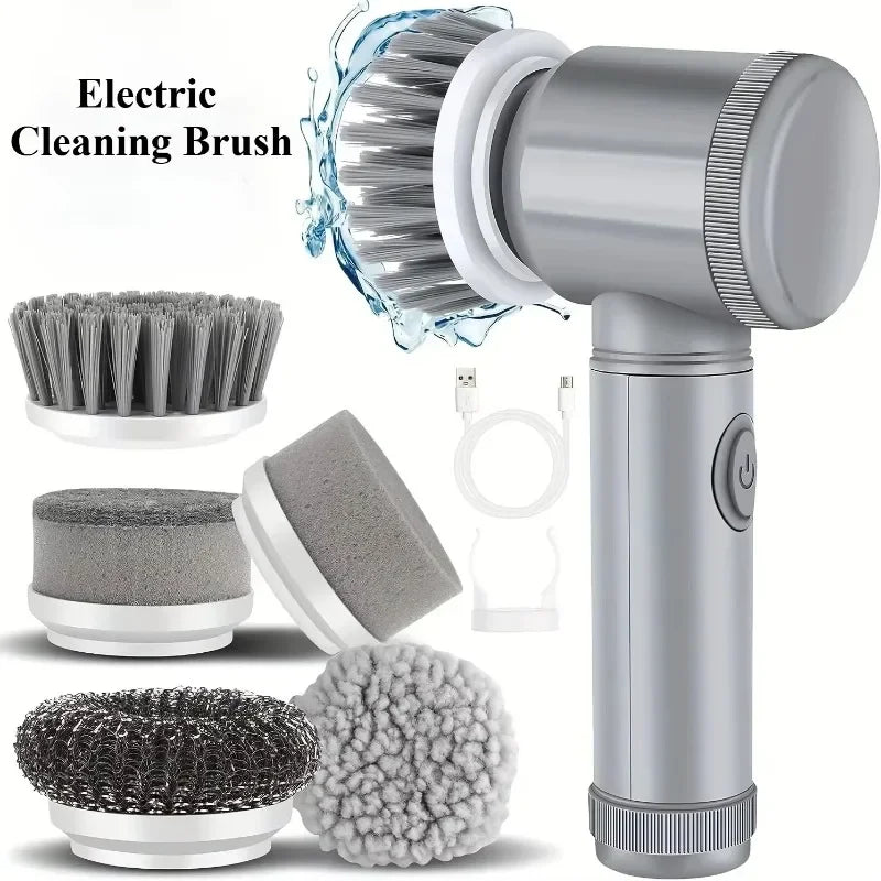 Cordless Spin Scrubber – Rechargeable Cleaning Brush with 5 Heads