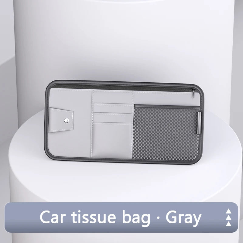 Car Sun Visor Organizer – Leather Storage Pocket for Essentials