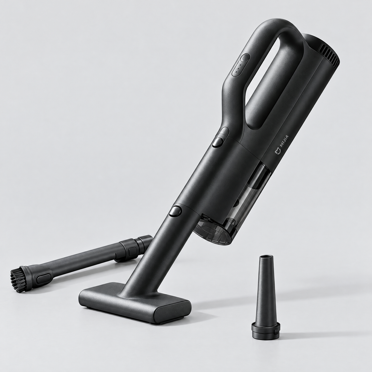 Xiaomi MIJIA cordless car vacuum with brush and crevice attachments