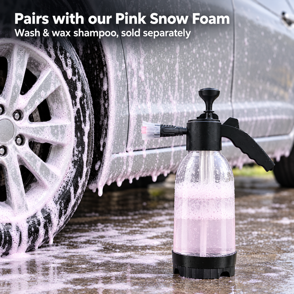 Foam sprayer pairs with Pink Snow Foam wash and wax shampoo (sold separately)